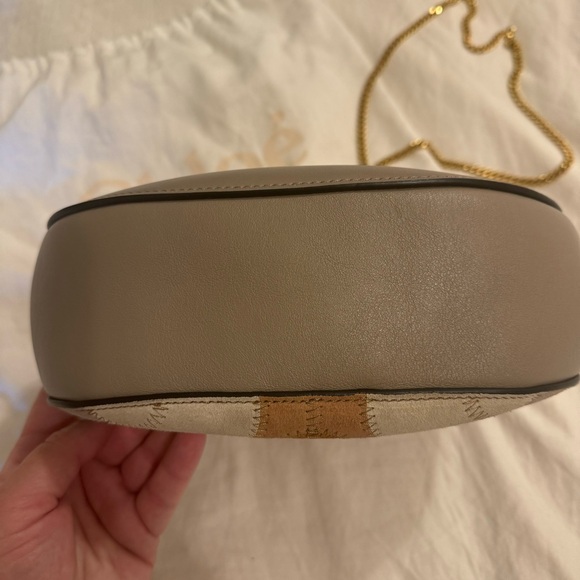 Chloe Drew Shoulder Bag in Multicolor Suede & Grey Leather with Gold Chain Strap - Picture 6 of 12